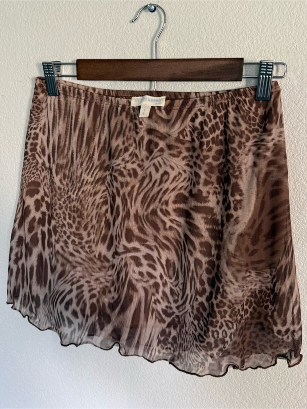 See You Monday Brown Animal-Print Mini Skirt